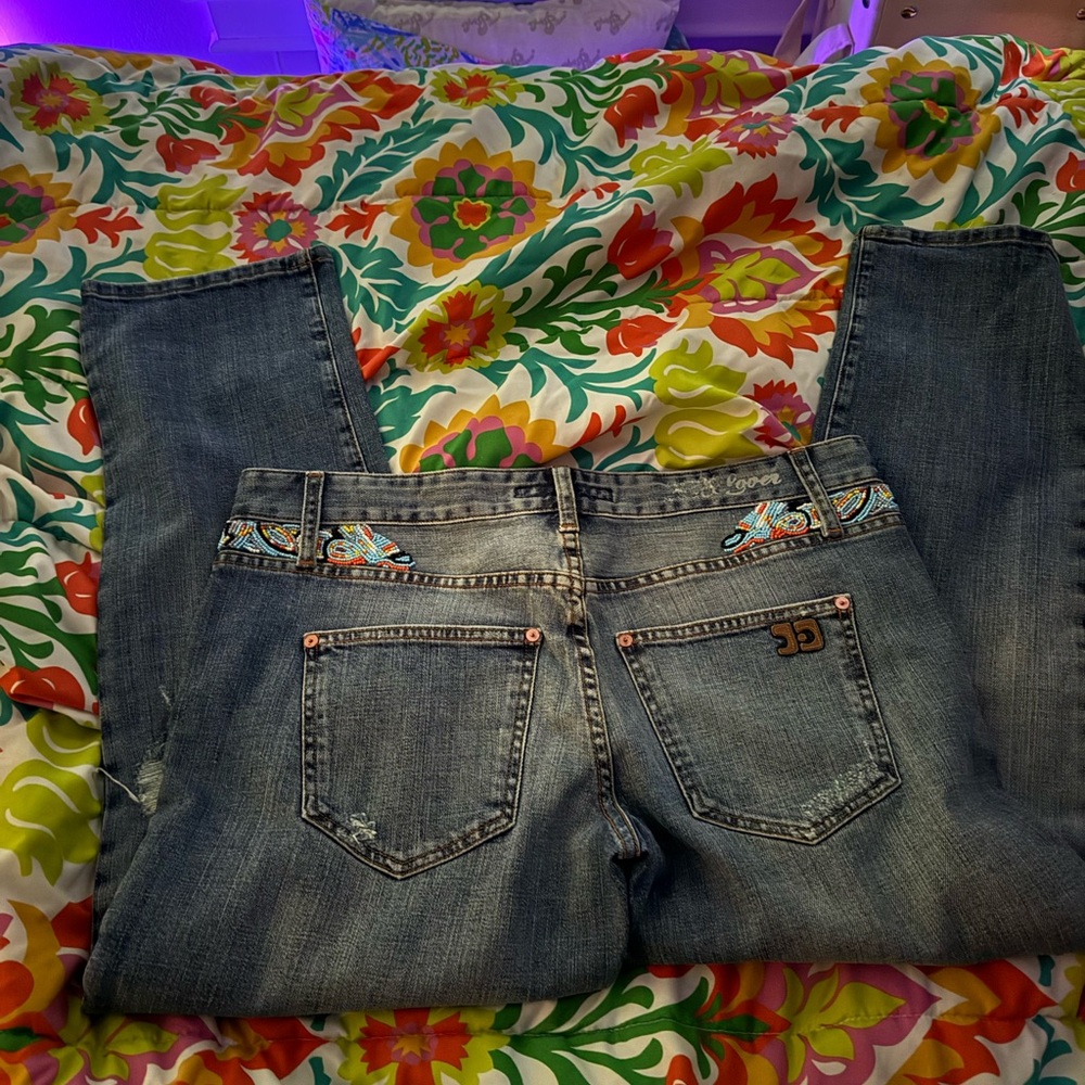 Joe's Jeans Blue Cropped Jeans with Multicolor Pocket sz 29 never worn - Picture 2 of 4